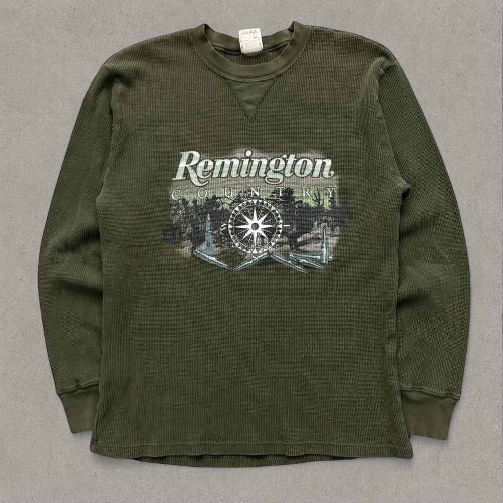 Vtg Y2K Remington Country Hunting Guns Thermal Long Sleeve Shirt Green XL